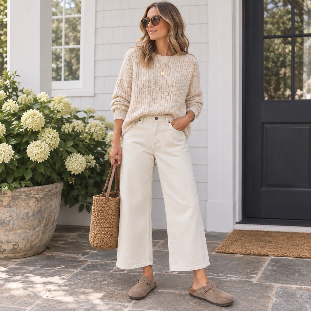 Fidelity Denim Ziggy Oversized Full Jeans 30 Ivory High Rise Wide Leg Crop USA